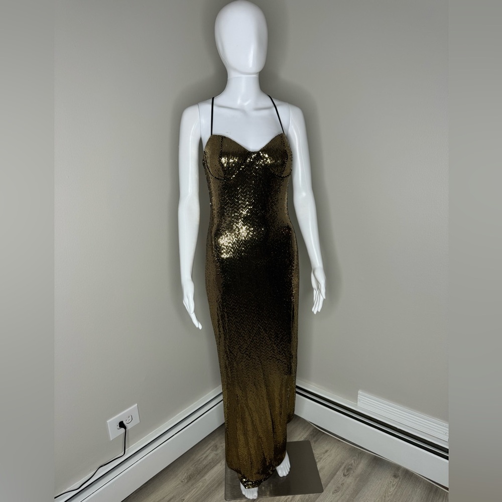 Fashion Nova gold sequence dress